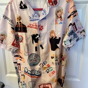 Taylor Swift Eras Tour Silky Pajama Top And Bottom Short Set Size L